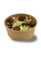 Gemengde maaltijdsalade met falafel (8 stuks), croutons en een lichte dressing <br>(Wat is falafel? Gefrituurde balletjes van gestampte kikkererwten)
