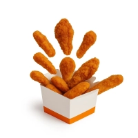 Gevarieerde kipstukjes met een bakje saus naar keuze. SMALL: 2 chicken nuggets, 2 chicken fingers, 2 hotwings en 1 chicken strip, MEDIUM: 3 chicken nuggets, 3 chicken fingers, 3 hotwings en 2 chicken strips en LARGE: 5 chicken nuggets, 5 chicken fingers, 5 hotwings en 3 chicken strips