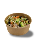 Gemengde maaltijdsalade van sla, ui, coleslaw, tomaat, komkommer, augurk en een lichte dressing